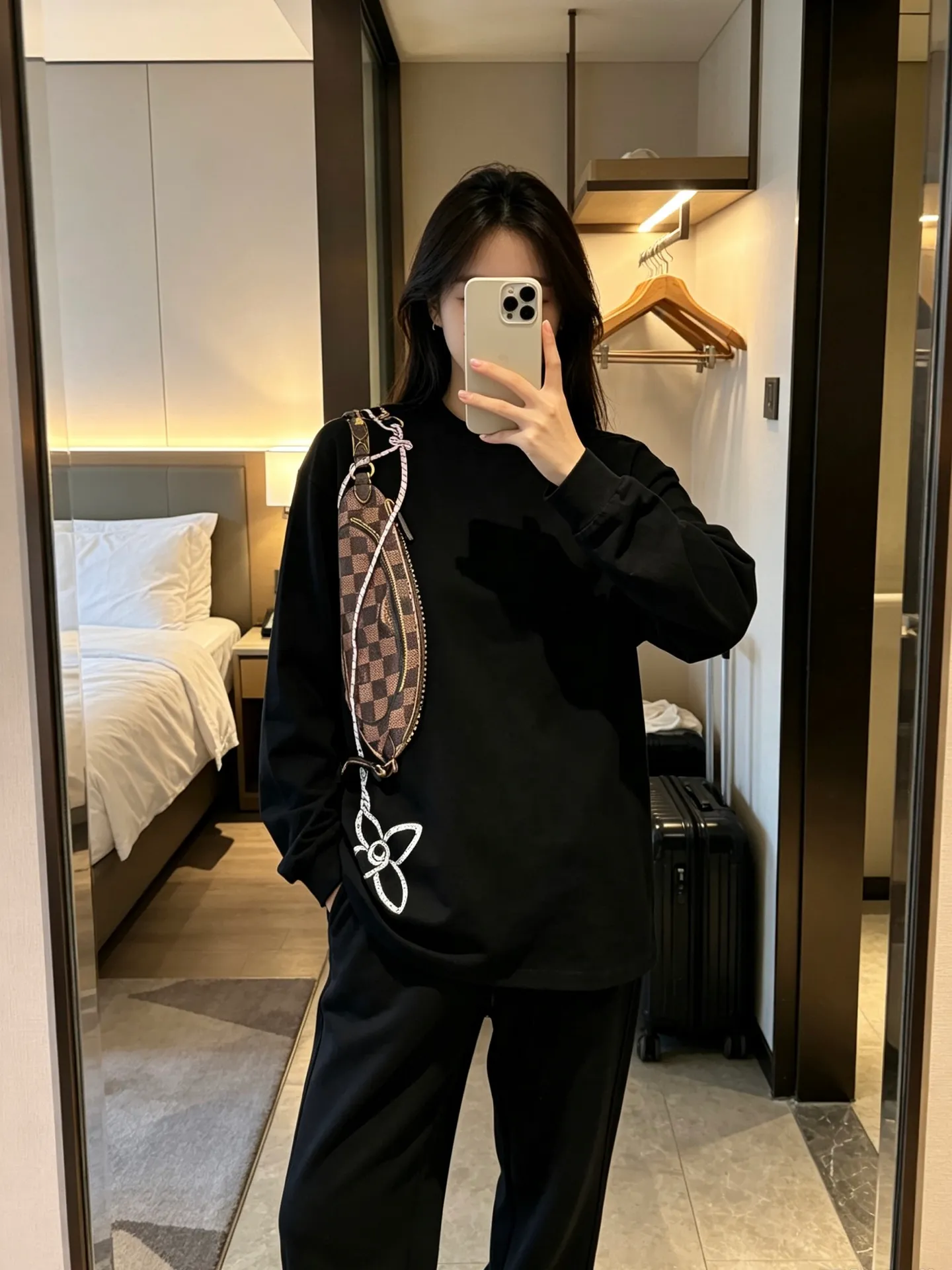 Louis Vuitton/Louis Vuitton chest bag printed long-sleeved T-shirt